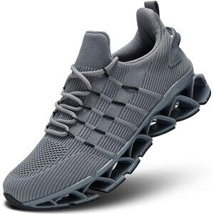 Men's Grey Non Slip Lightweight Workout Breathable Mesh Fashion Sneakers
